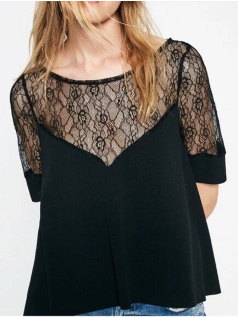 ZARA BLACK LACE TOP LARGE